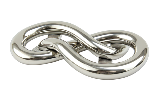 A shiny metal infinity symbol showcasing elegance and modern design, perfect for themes of connection and eternity.