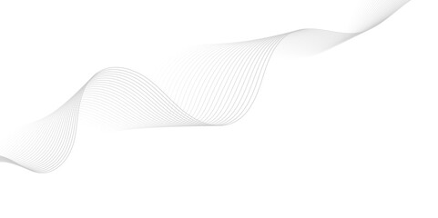 Gray wave curve lines abstract background with flowing particles. Digital energy waves technology concept. Modern backdrop design for business, presentation, banner.