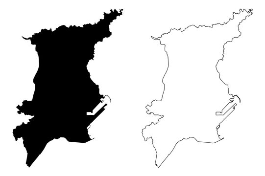 Annaba City (People's Democratic Republic of Algeria, Annaba Province) map vector illustration, scribble sketch City of Bona and Bone map