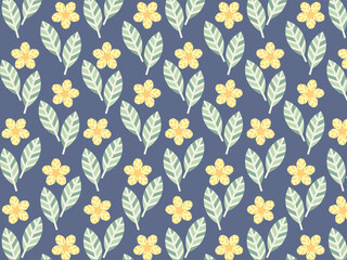 Art & Illustration repetitive flower and leaf pattern.