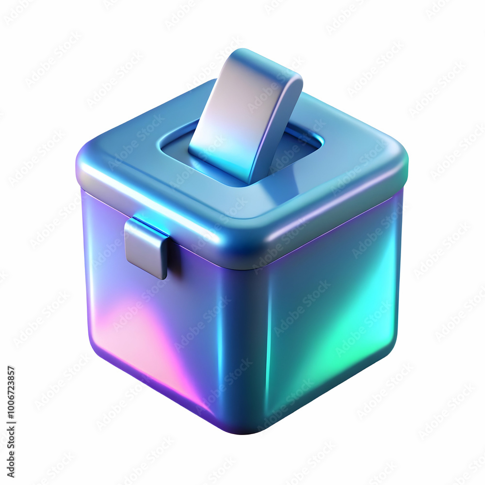 Wall mural Holographic Ballot Box in Futuristic Setting: Close-Up of Glowing Blue Voting System Symbolizing Digital Transformation - Photo Stock Concept