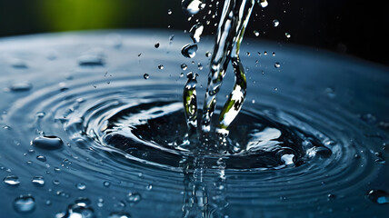Crystal-clear droplet, suspended in a vibrant blue, capturing the essence of liquid dance