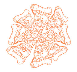 Set of different slices of pizza