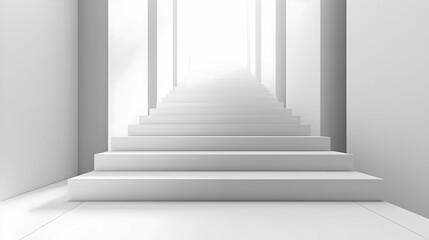 Fototapeta premium 3D Ascending Arrow Graphics on Plain White Background - Business Growth Concept with Ample Copy Space for Branding and Advertising