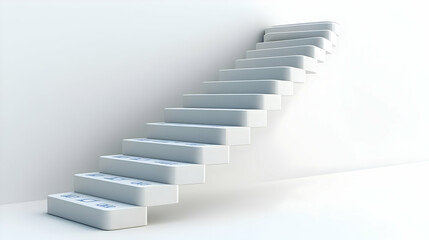 3D Isolated Staircase Icon with Dollar Signs on Each Step - Symbolizing Financial Growth and Progress for Infographics and Educational Materials