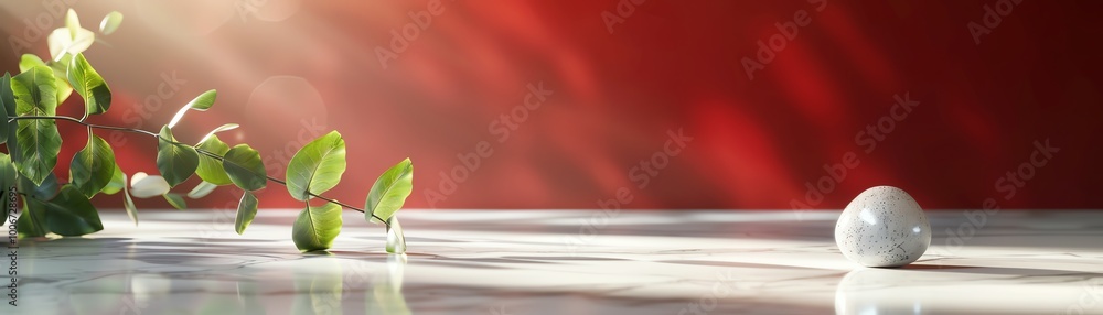 Fototapete a serene composition featuring a single marble on a smooth surface with a gentle play of light and g
