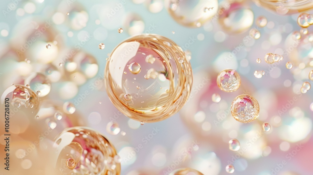 Aufkleber floating bubbles create a mesmerizing effect with soft colors in the background, resembling a dreamy