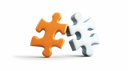 Obraz premium 3D Interlocked Puzzle Pieces Icon - Business Compromise & Solutions Concept on White Background, Vector Image