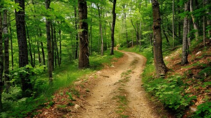 Fototapeta premium Winding Forest Path Through Lush Greenery