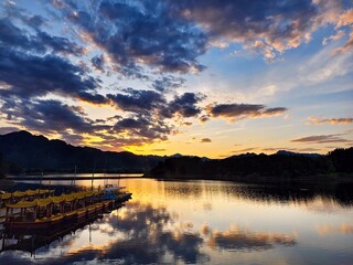 sunset over the lake