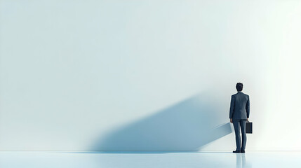 3D Businessman Holding Briefcase on White Background: Professional Planning & Compliance Icon with Ample Copy Space for Strategic Decision Making