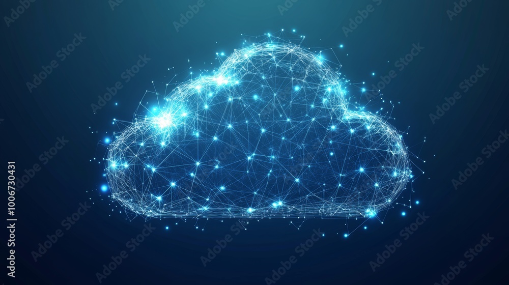 Poster this image showcases a digital cloud formed by interconnected nodes, illustrating the concept of net
