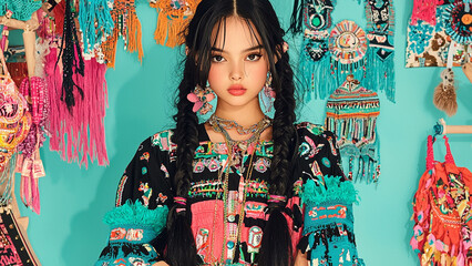 girl with colorful makeup