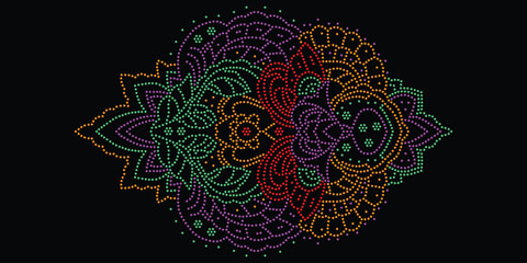 Rhinestone flower vector Design. Unique modern rhinestone flower vector design, element vector design for Illustration of rhinestones in the form of a necklace. Flower Transfer Rhinestone.