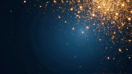 Fototapeta premium Starry Night Christmas Lights Background with Blue and Cosmic Particles