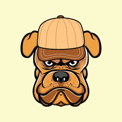 Bulldog head wearing trucker hat