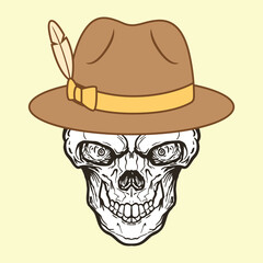 Skull with fedora hat