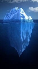 Obraz premium A large iceberg floats in the ocean with a small portion visible above the waterline, demonstrating the concept of the tip of the iceberg.