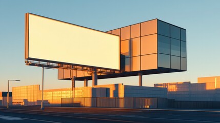 A 3D-rendered black billboard mockup on a reflective black tiled wall, sunlight creating contrast and depth, perfect for modern advertising.