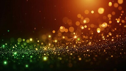 Obraz premium Festive Green and Gold Bokeh - Christmas Lights and Holiday Cheer