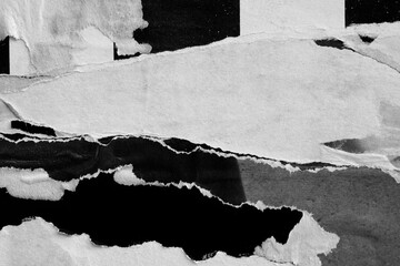 Old ripped torn blank black and white posters textures backgrounds grunge creased crumpled paper vintage collage placards empty space text
