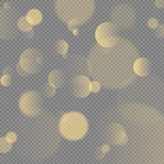 Abstract bokeh on a transparent background in vector format, golden bokeh