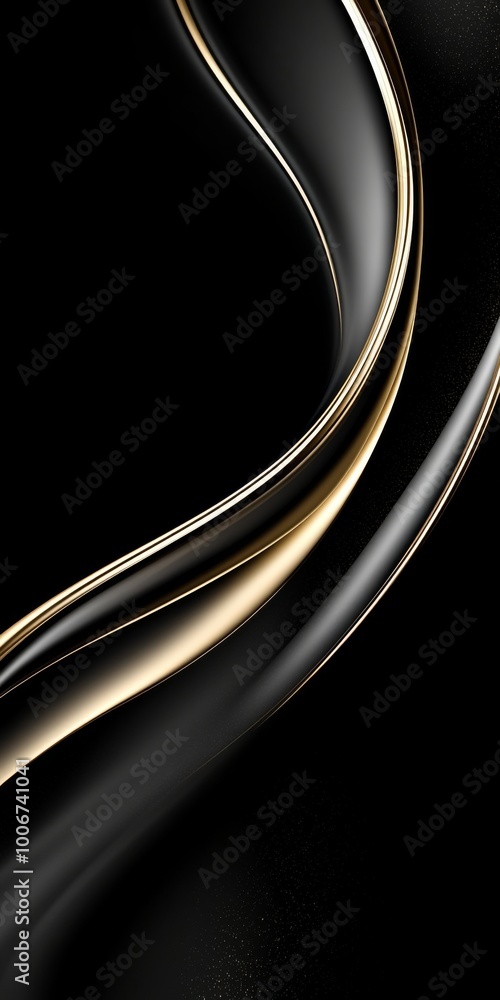 Poster abstract curves in black and gold showcase elegant lines and smooth surfaces creating a striking vis