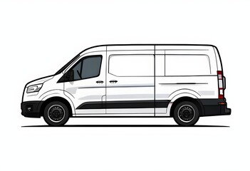 Professional Illustration cargo minivan in profile view, showcasing spacious functional design for transport