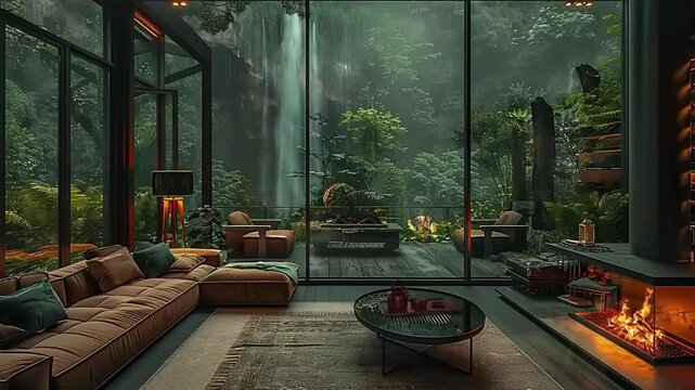 living room with a window
