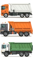 Fototapeta premium A garbage truck is shown in four different color and style designs