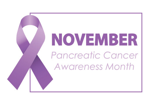 Purple Ribbon, a symbol for November pancreatic cancer awareness month. Design poster banner template - Powered by Adobe