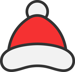 サンタクロースの帽子のアイコン（線画カラー）のイラスト