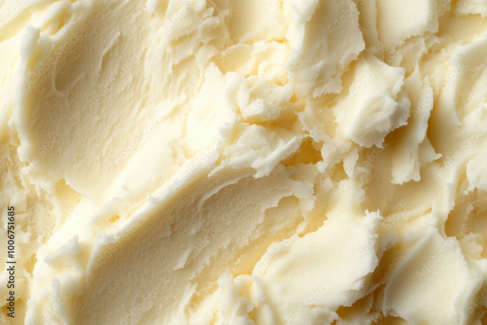 Poster creamy butter texture spread across a surface, showcasing its rich color and smooth consistency in n