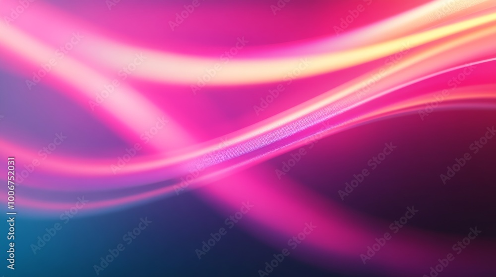 Poster soft glowing neon lines create wavy shapes across a sleek metallic background, forming a vibrant dig