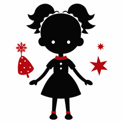 Christmas Cute Kids Little girl Black silhouette