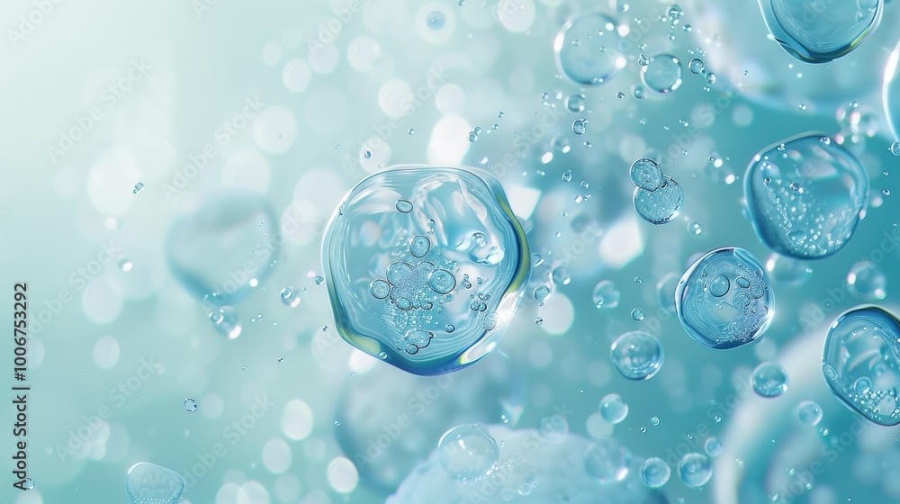 Aufkleber bubbles floating in clear blue water create a serene underwater atmosphere with soft light reflectio