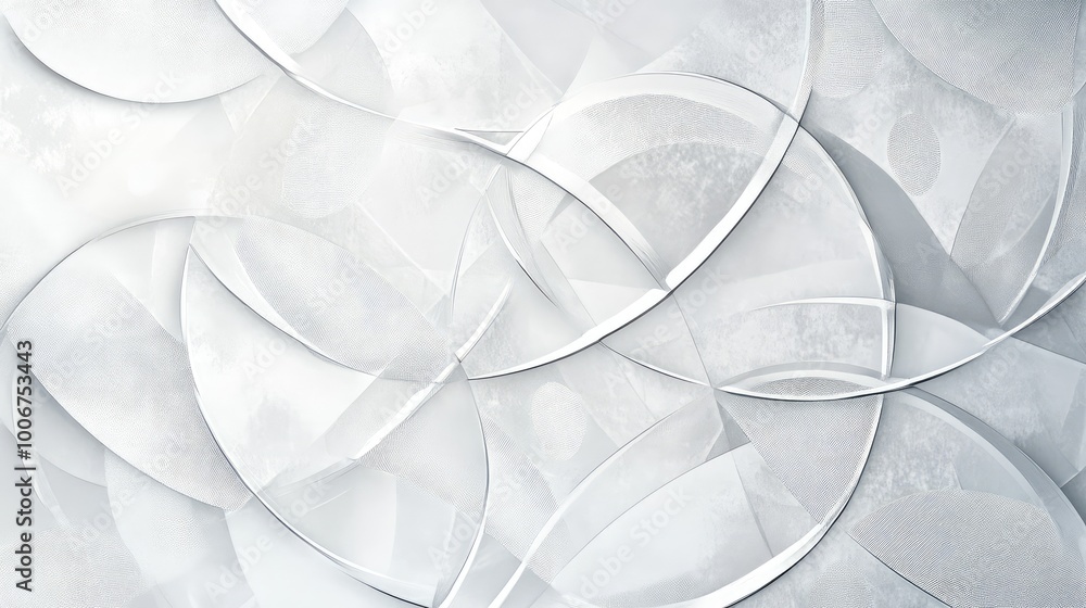 Aufkleber delicate interwoven circles in soft gray and silver, creating a minimalist, elegant tile design with