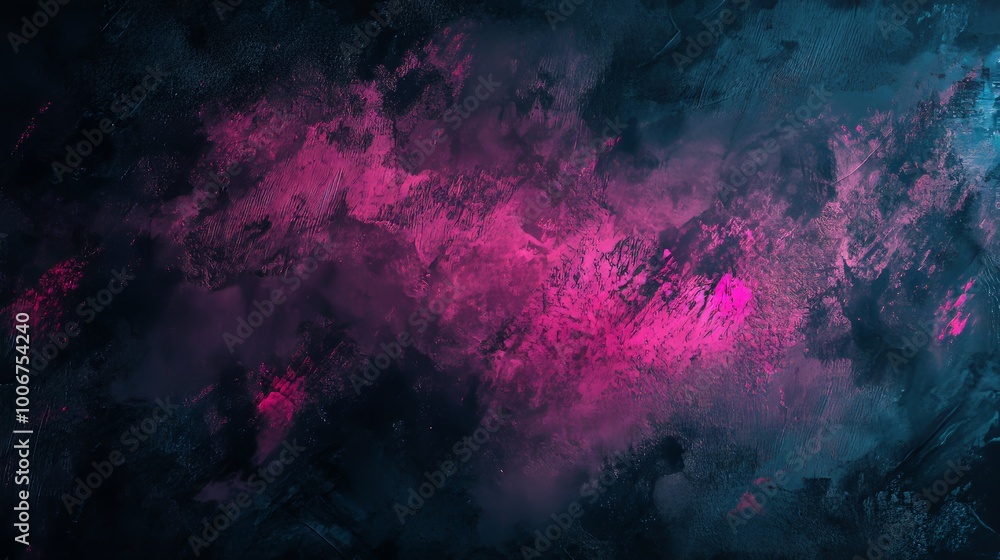 Poster a visually striking abstract artwork features a dark textured background with vibrant splashes of pi