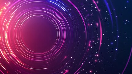 Obraz premium Abstract glowing neon circles on dark background.
