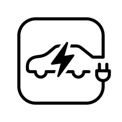 Electric car with plug icon symbol, EV car, Green hybrid vehicles charging point logotype, Eco friendly vehicle concept. Vector illustration