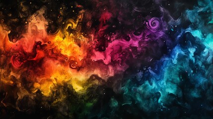 A mesmerizing abstract depiction of a vivid galactic swirl, showcasing a spectrum of colors from red to purple, representing cosmic beauty.