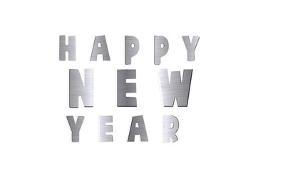 Happy New Year , clouds, Silver Made Text  PNG. 