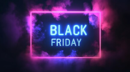 A neon sign illuminated with the words 'Black Friday,' symbolizing retail marketing and a major shopping event promotion.