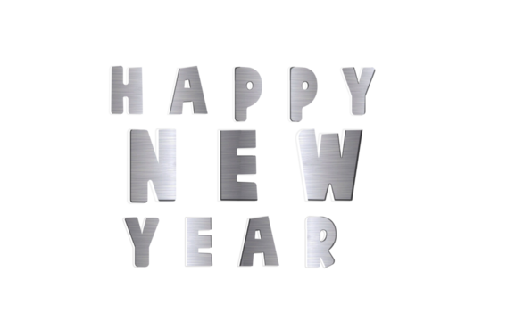 Happy New Year , clouds, Silver Made Text  PNG. 