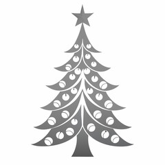 Christmas Silver tree Black silhouette