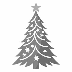 Christmas Silver tree Black silhouette