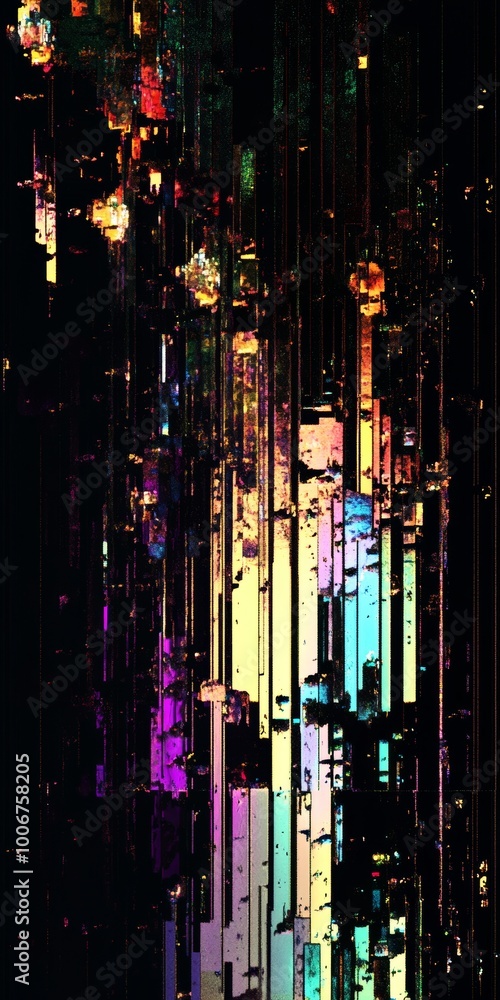 Poster a vibrant abstract image featuring digital lines and patterns, conveying a sense of motion and futur