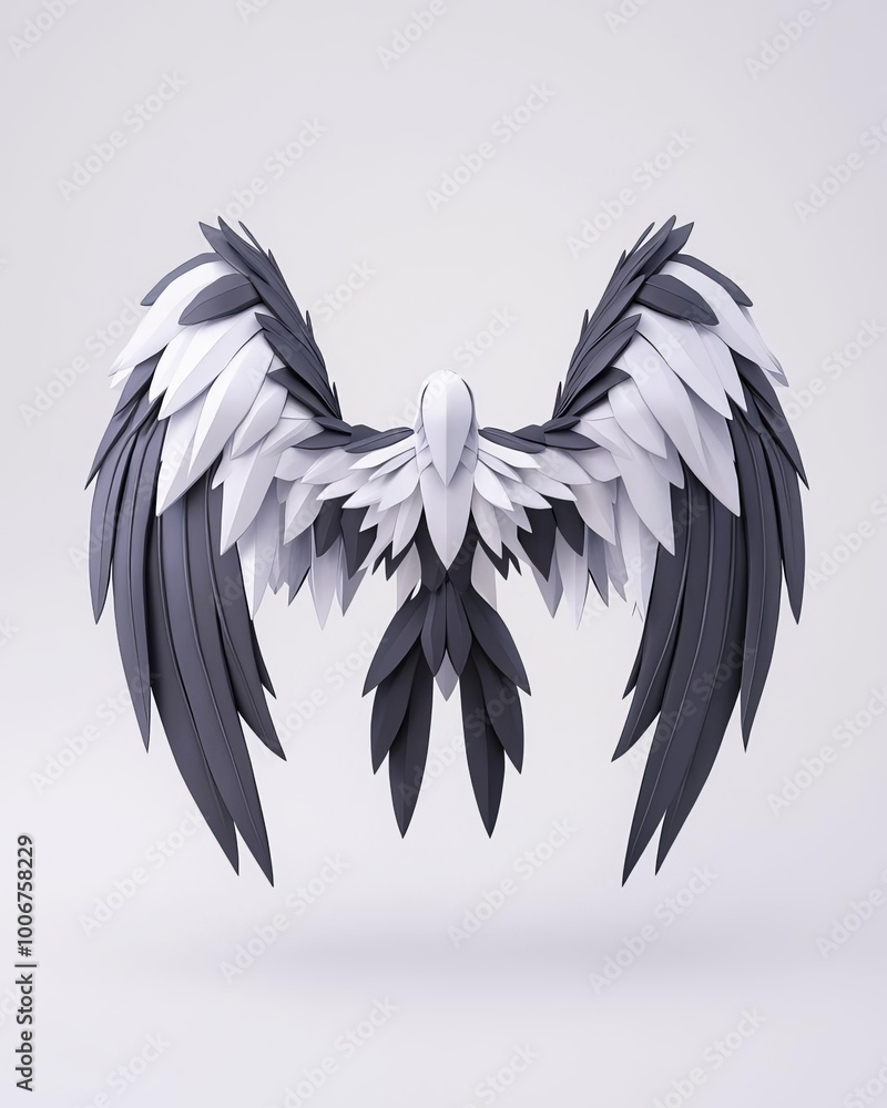 Aufkleber 3d fantasy character model with wings in tpose for rigging and flying animations