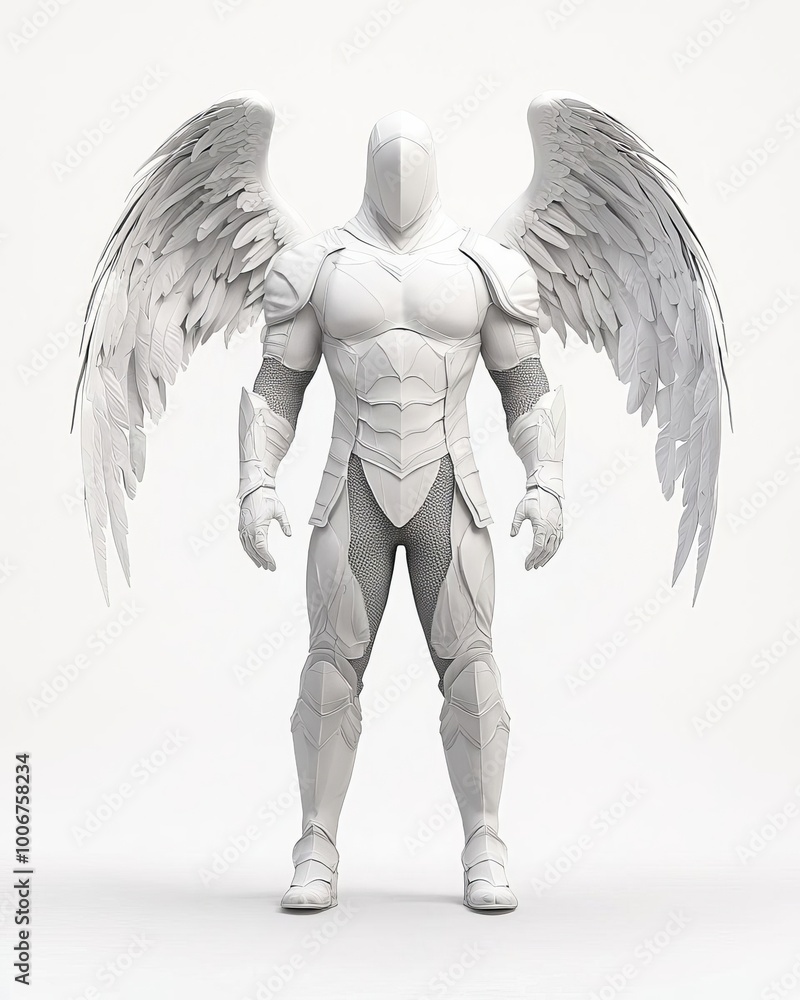 Aufkleber 3d fantasy character model with wings in tpose riggingready for flying animations