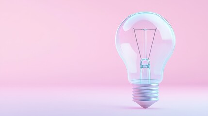 A light bulb is lit up in a pink background